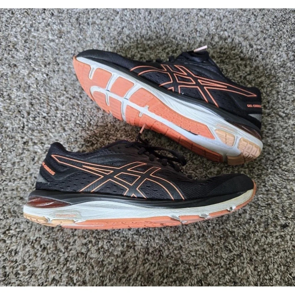 ASICS Women's Gel-Cumulus 20 Black Orange Running Sneakers‎ Size 10.5